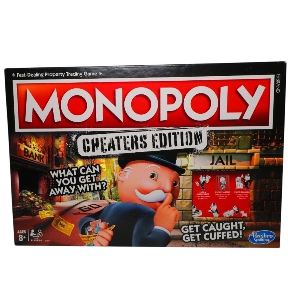Hasbro Monopoly Cheaters Edition Board Game E1871 Family Strategy Game Handcuffs